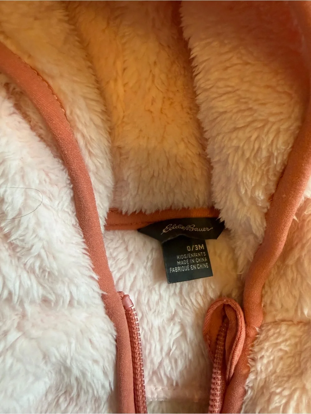 Eddie Bauer Plush Two-Tone Sherpa Jacket in Pink & Cream